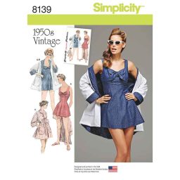 S8139 Simplicity Pattern 8139 Women's Vintage Bathing Dress and Beach Coat