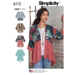 S8172A Pattern 8172 Women's Fashion Kimonos with Length, Fabric and Trim Variations
