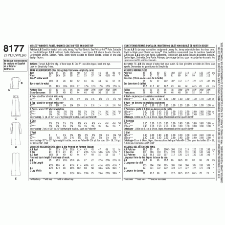 S8177 Pattern 8177 Mimi G Style Trouser, Coat or Vest, and Knit Top for Women's and Plus Sizes