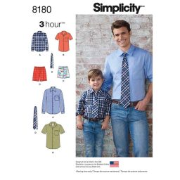 S8180A Pattern 8180 Boys' and Men's Shirt, Boxer Shorts and Tie