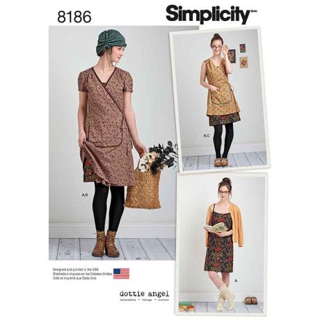 S8186 Pattern 8186 Women's Dottie Angel Frock: Wrap & Slip Dress