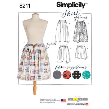 S8211 Pattern 8211 Women's Dirndl Skirts in Three Lengths