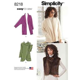 S8218A Simplicity Pattern 8218 Women's Easy-to-Sew Jackets and Vest