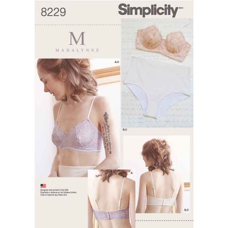 S8229A Simplicity Pattern 8229 Women's Underwire Bras and Panties