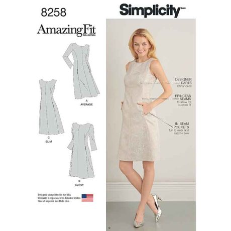 S8258 Simplicity Pattern 8258 Women's and Plus Size Amazing Fit Dress