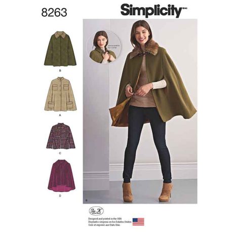 S8263A Simplicity Pattern 8263 Women's Capes and Capelets