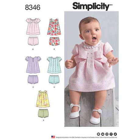 S8346A Simplicity Pattern 8346 Babies' Dress and Panties