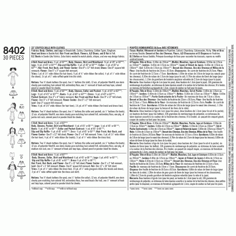 S8402_OS Simplicity Pattern 8402 23" Stuffed Dolls With Clothes - Image 2