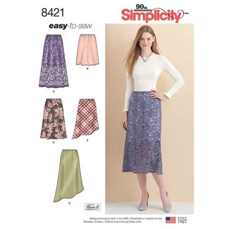S8421 Pattern 8421 Women's Skirts in Three lengths with Hem Variations