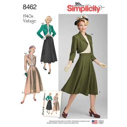 S8462 Pattern 8462 Womens Vintage Blouse, Skirt and Lined Bolero