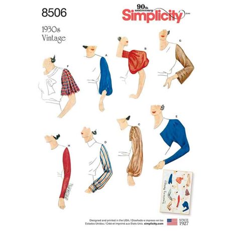 S8506A Simplicity Pattern 8506 Misses' Vintage Set of Sleeves