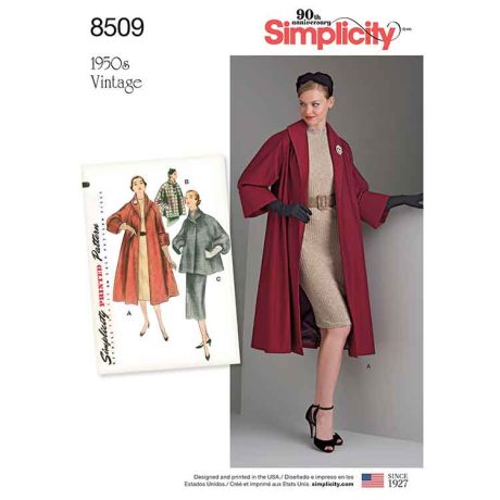 S8509 Simplicity Pattern 8509 Misses' Vintage Coat or Jacket