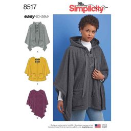 S8517A Simplicity Pattern 8517 Misses' Set of Ponchos