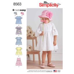 S8563A Simplicity Pattern 8563 Toddler Dresses and Hat