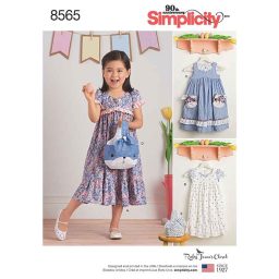 S8565A Simplicity Pattern 8565 Child's Ruby Jean's Dresses and Purses