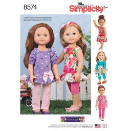 S8574_OS Simplicity Pattern 8574 14" Doll Clothes