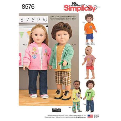 S8576_OS Simplicity Pattern 8576 Unisex Doll Clothes