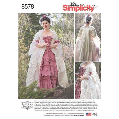 S8578 Simplicity Pattern 8578  Womens' 18th Century Gown