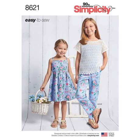S8621 Pattern 8621 Child's and Girls' Dress, Top, Pants and Camisole