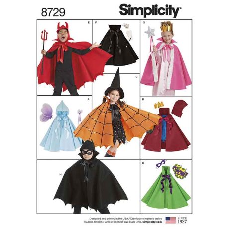 S8729A Pattern 8729 Child's Cape Costumes