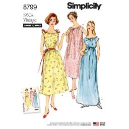 S8799A Pattern 8799 Misses' Vintage Nightgowns