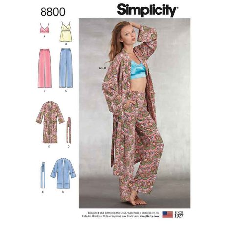 S8800A Pattern 8800 Misses' Robe, Pants, Top and Bralette