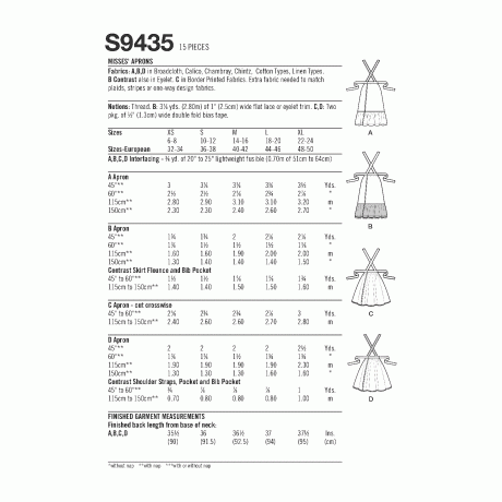 Simplicity Sewing Pattern S9435 Misses' Aprons