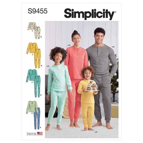 Simplicity Sewing Pattern S9455 Misses', Men's and Children's Knit Pants and Top