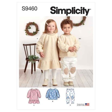 Simplicity Sewing Pattern S9460 Toddlers' and Children's Dress, Top and Pants