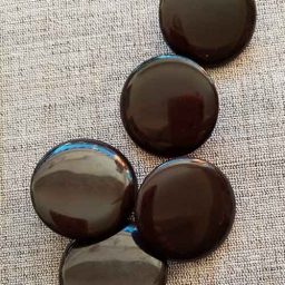 vintage black high-shine 'pebble' buttons, 35mm