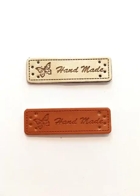 Synthetic eco-leather 'Handmade' label (50mm x 15mm)