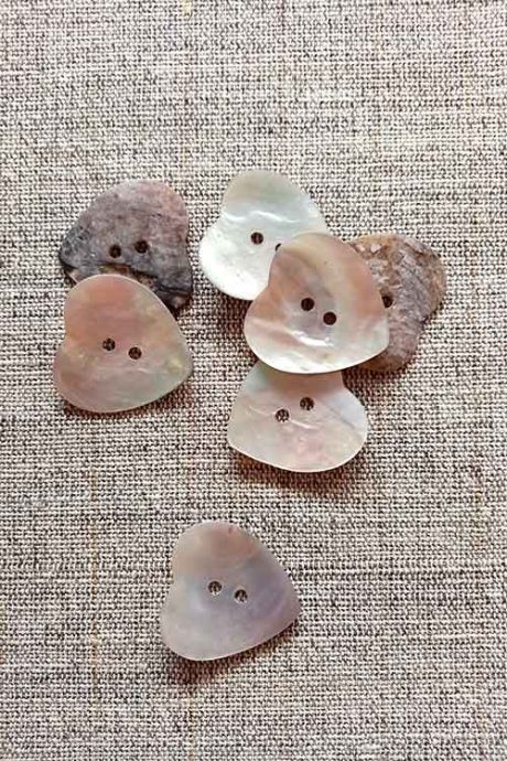 Heart-shaped shell buttons
