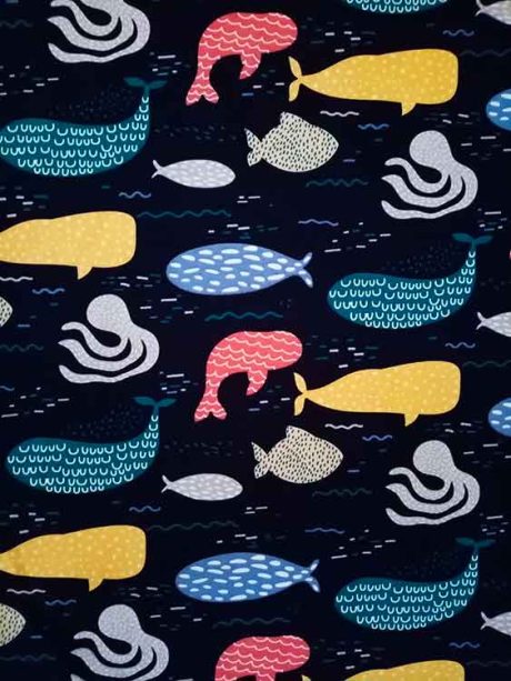Rose & Hubble 100% cotton poplin, "Octopus Garden" (Navy) - Image 2