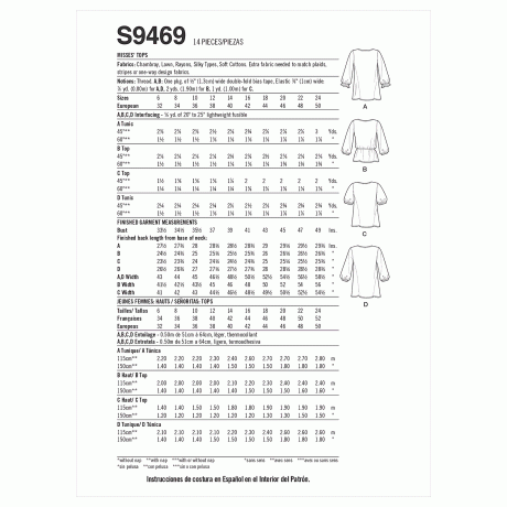 Simplicity Sewing Pattern S9469 Misses' Tops