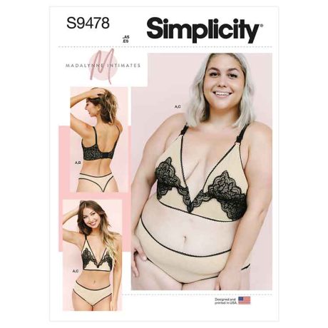 Simplicity Sewing Pattern S9478 Misses' and Women's Bralette and Panties