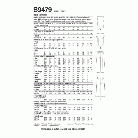 Simplicity Sewing Pattern S9479 Misses' Sportswear
