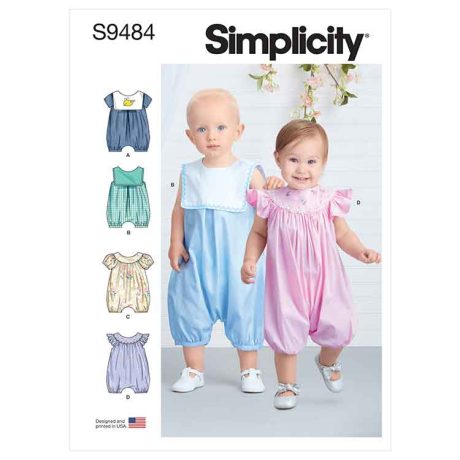 Simplicity Sewing Pattern S9484 Babies' Rompers