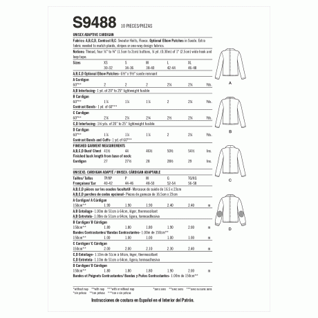 Simplicity Sewing Pattern S9488 Unisex Adaptive Cardigan