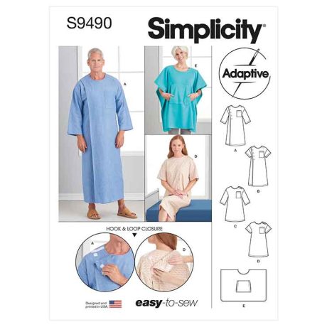 Simplicity Sewing Pattern S9490 Unisex Recovery Gowns and Bed Robe