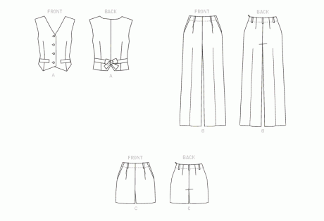 B6901 Misses' Vest, Pants and Shorts