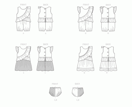 B6904 Infants' Romper, Dress and Panties