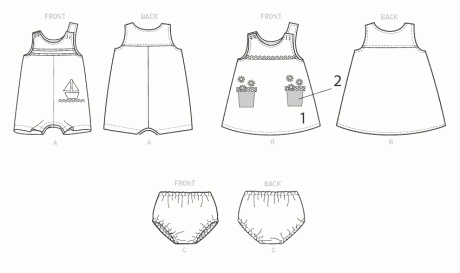 B6905 Baby Overalls, Dress and Panties - Image 6