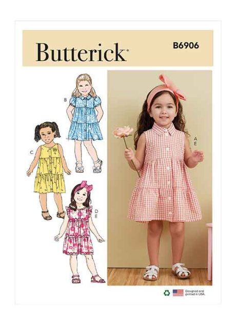 B6906 Toddlers' Dress and Headband