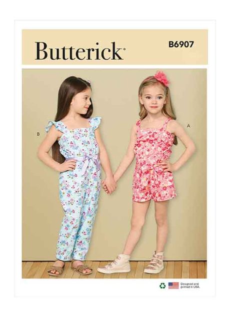 B6907 Children's Romper, Jumpsuit and Sash