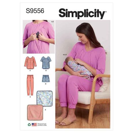 S9556 Misses' Nursing Tops, Pants, Shorts and Blanket