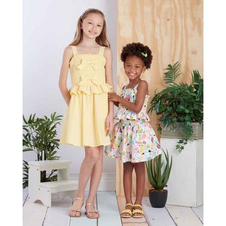 S9560 Children's and Girls' Dress, Top and Skirt