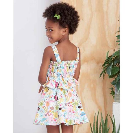 S9560 Children's and Girls' Dress, Top and Skirt