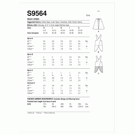 S9564 Misses' Aprons