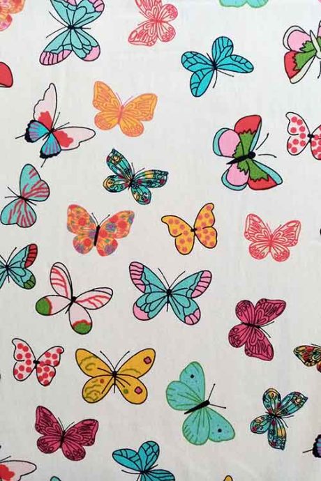 Rose & Hubble printed cotton, "Butterfly Garden" (ivory) - Image 2