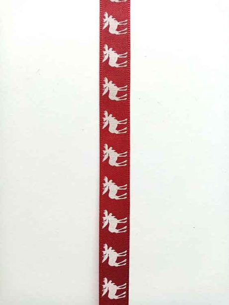 'Moose' Christmas ribbon, red (15mm)